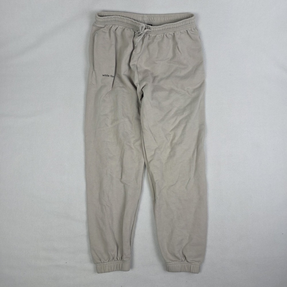 White Fox Joggers Womens Medium Tan Gym Workout Lounge Drawstring Pants